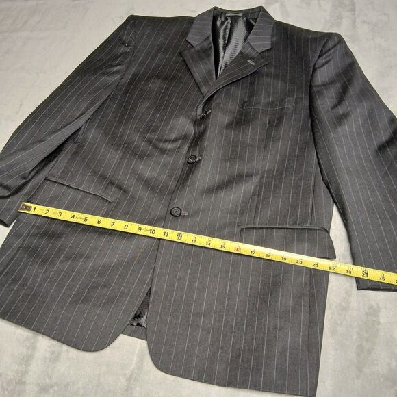 Gianco Polo Blazer Men 42R Black 3 Button Suit Preppy Super 140s Wool Sport Coat - Picture 12 of 14